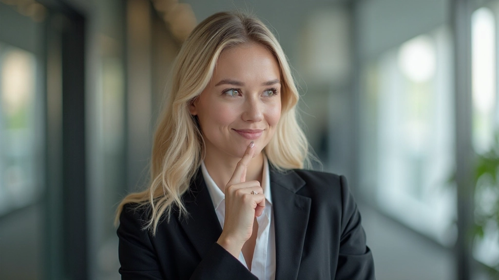 Person thinking with finger on chin, contemplating during conversation with uncertain expression